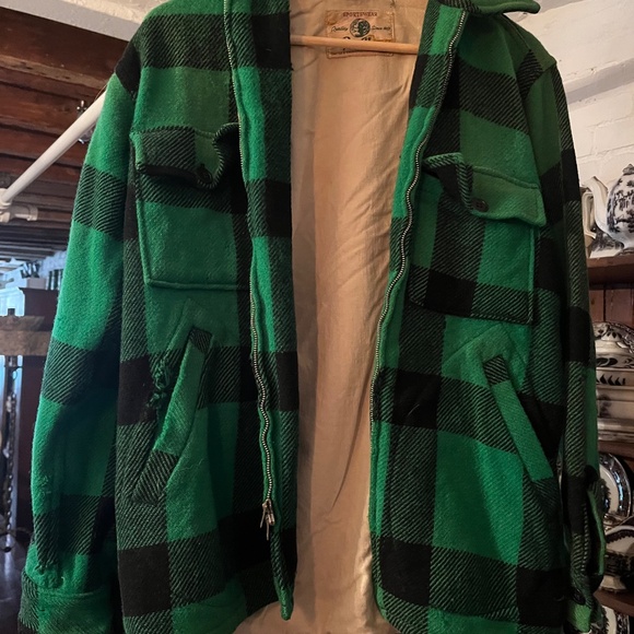 Vintage wool jacket, green plaid - Picture 2 of 7